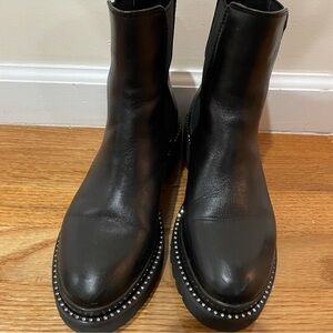 NINE WEST Leather Chelsea Boots with Rhinestones